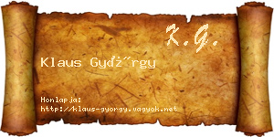 Klaus György névjegykártya